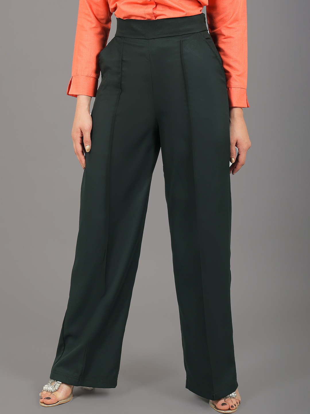 

BLUEBIRD Women High-Rise Trousers, Green