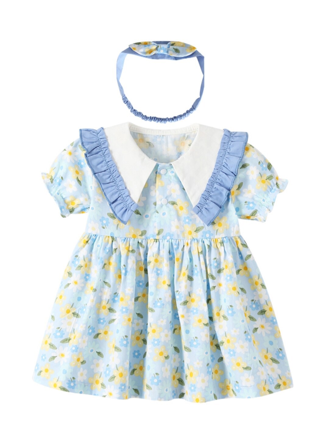 

StyleCast Girls Blue Peter Pan Collar Printed A-Line Dress