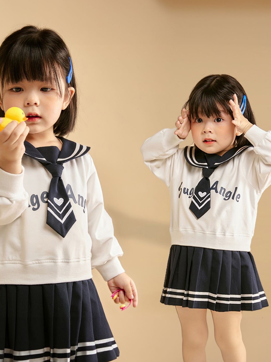 

StyleCast Navy Blue & White Girls Typography Printed Drop-Waist Dress