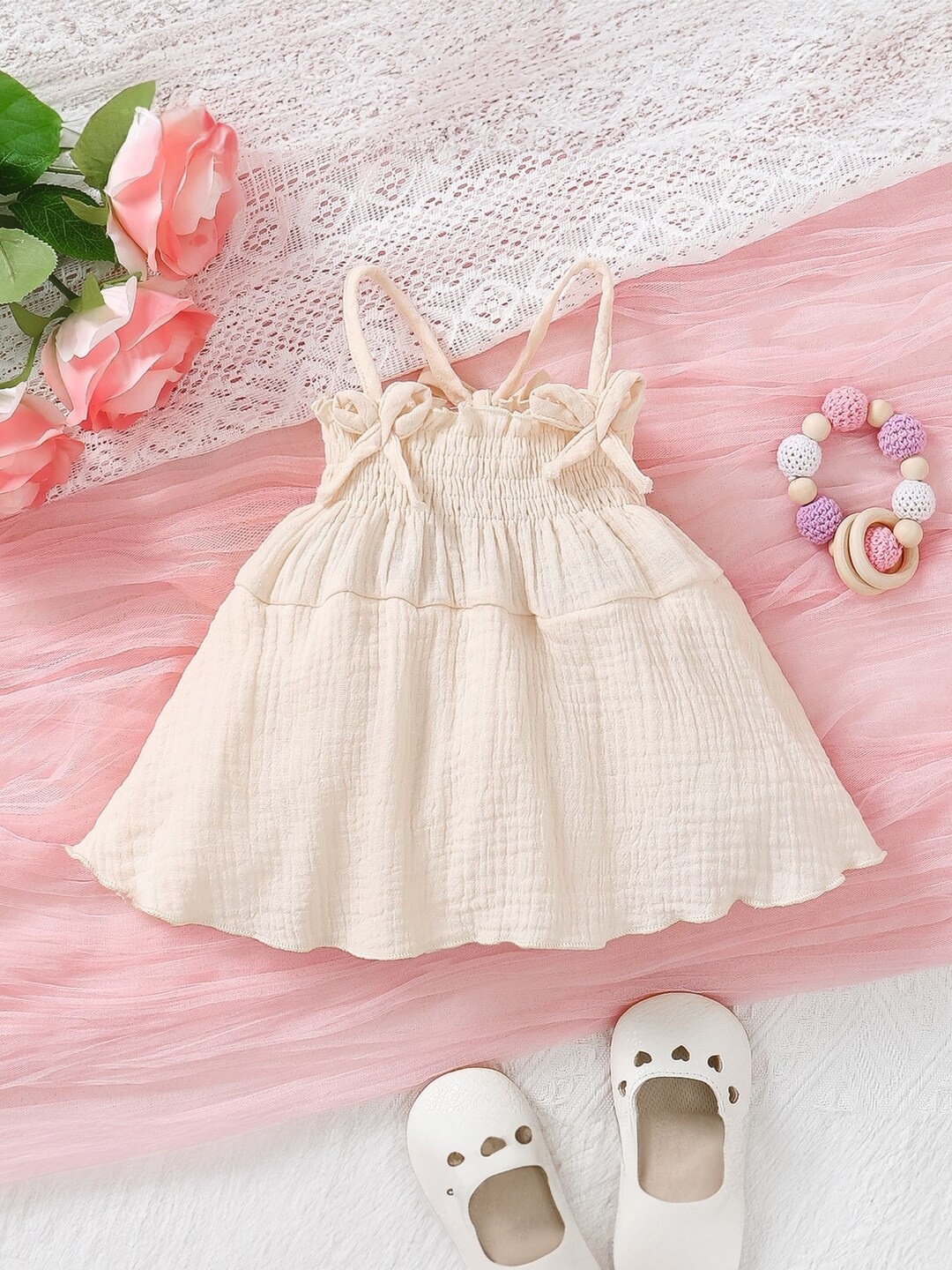 

StyleCast Girls Beige Shoulder Straps A-Line Dress