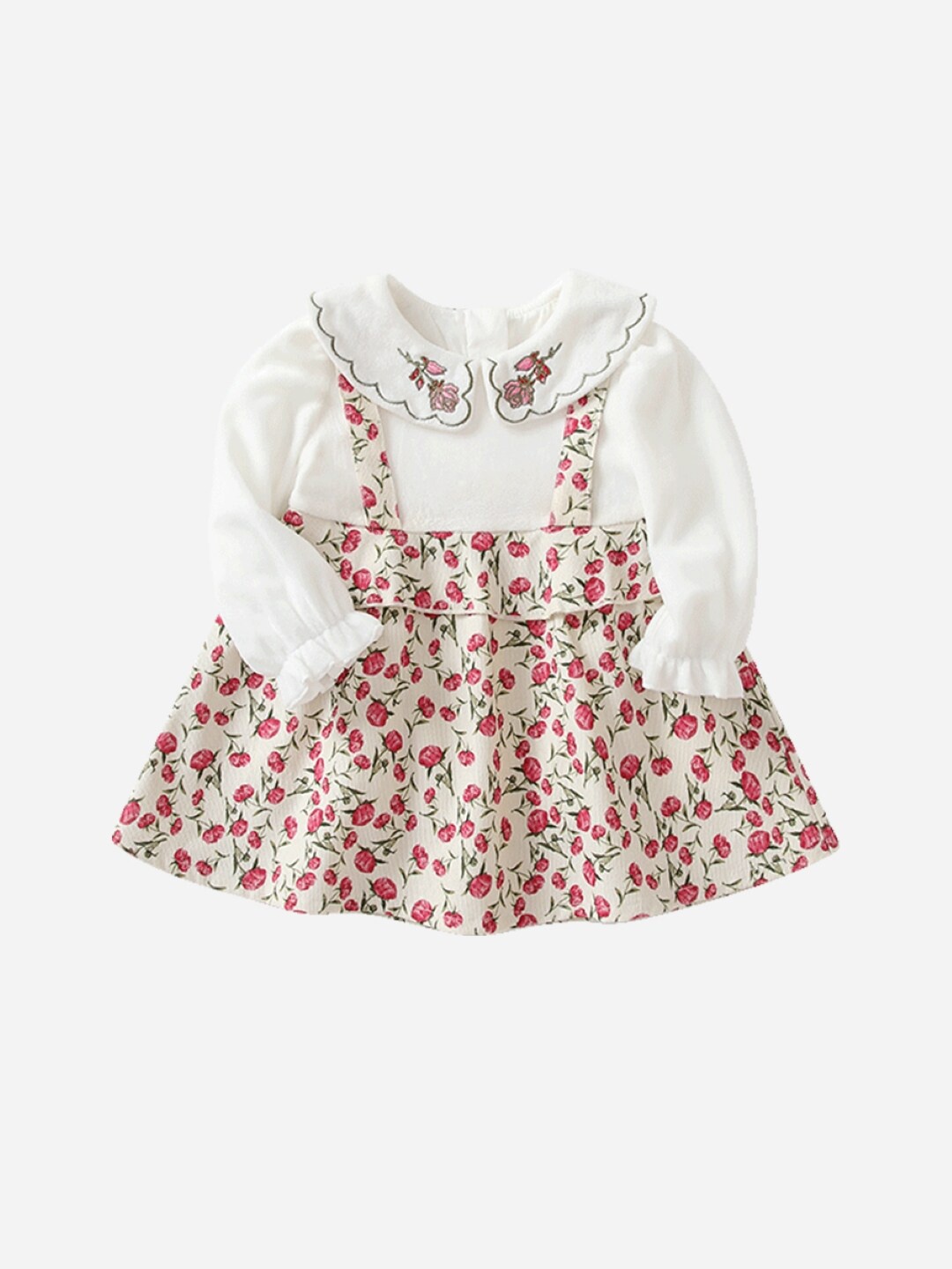 

StyleCast Girls White Peter Pan Collar Floral Printed A-Line Dress
