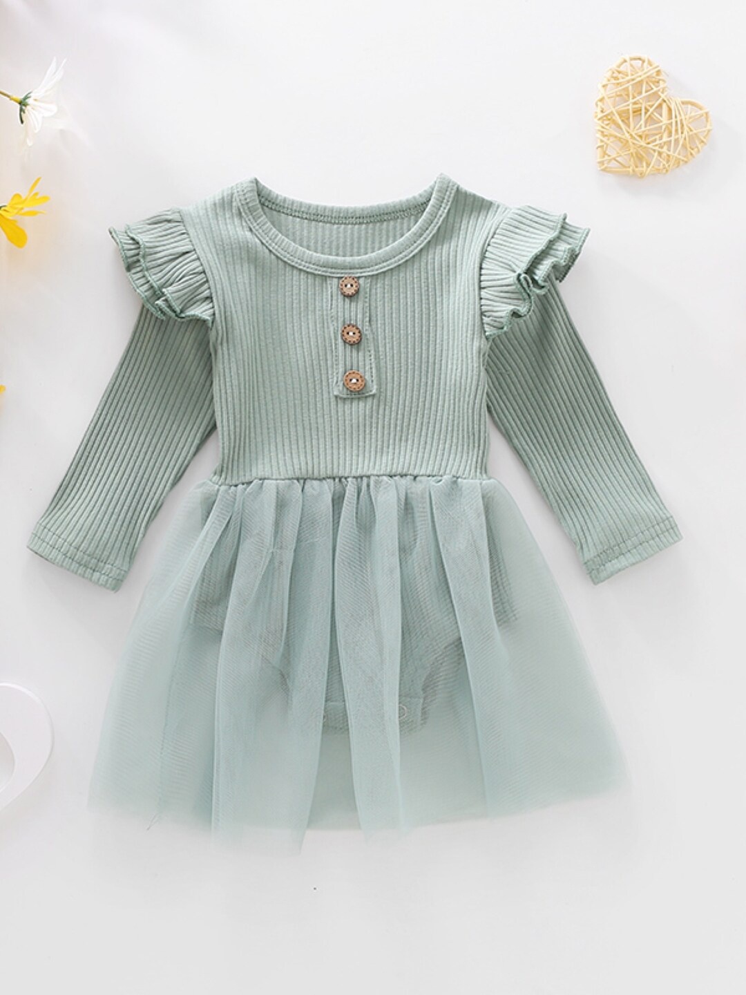 

StyleCast Infants Green Striped Self Design Fit & Flare Dress