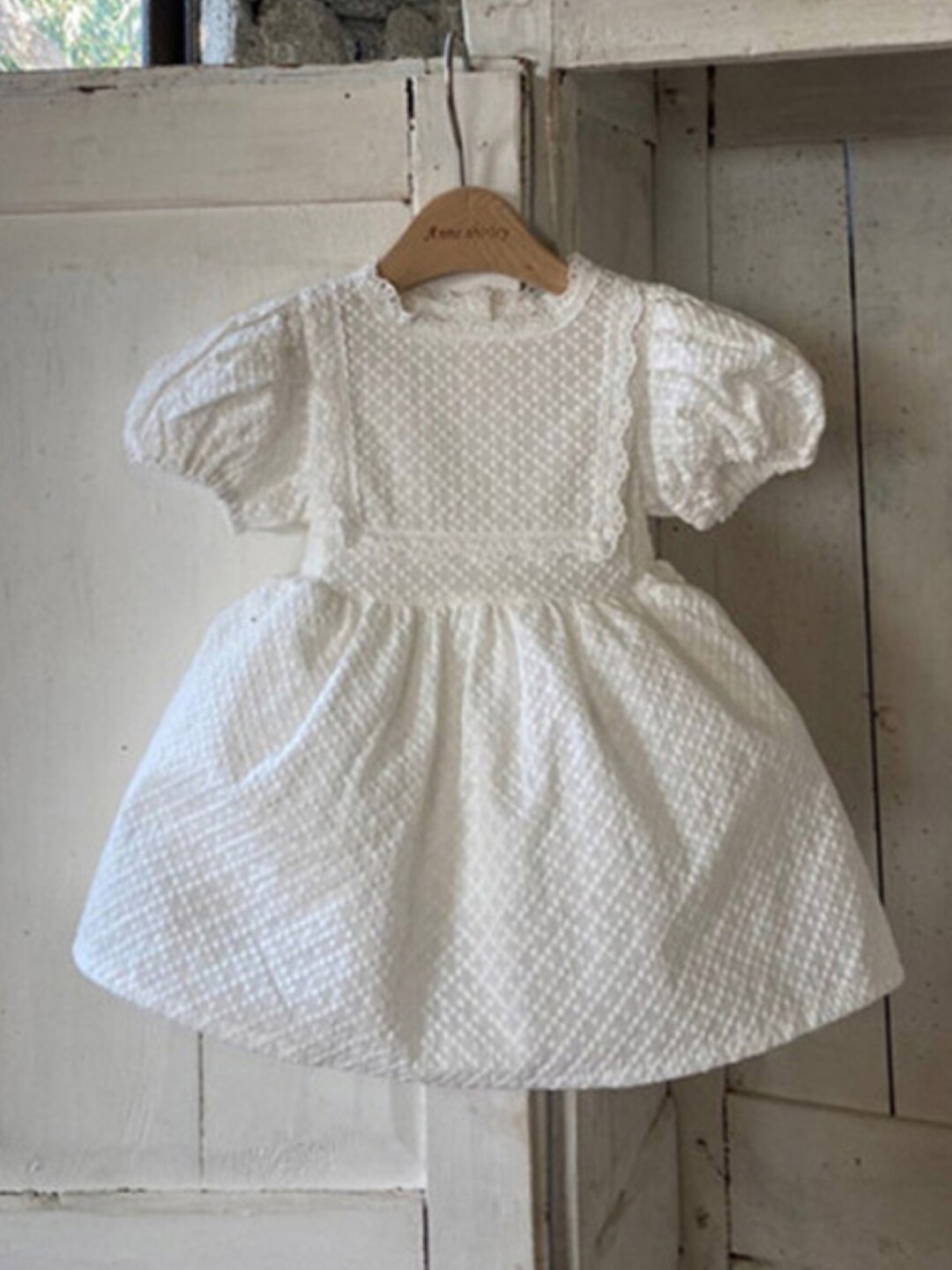 

StyleCast Girls white Round Neck Long Sleeves Cotton Fit & Flare Dress