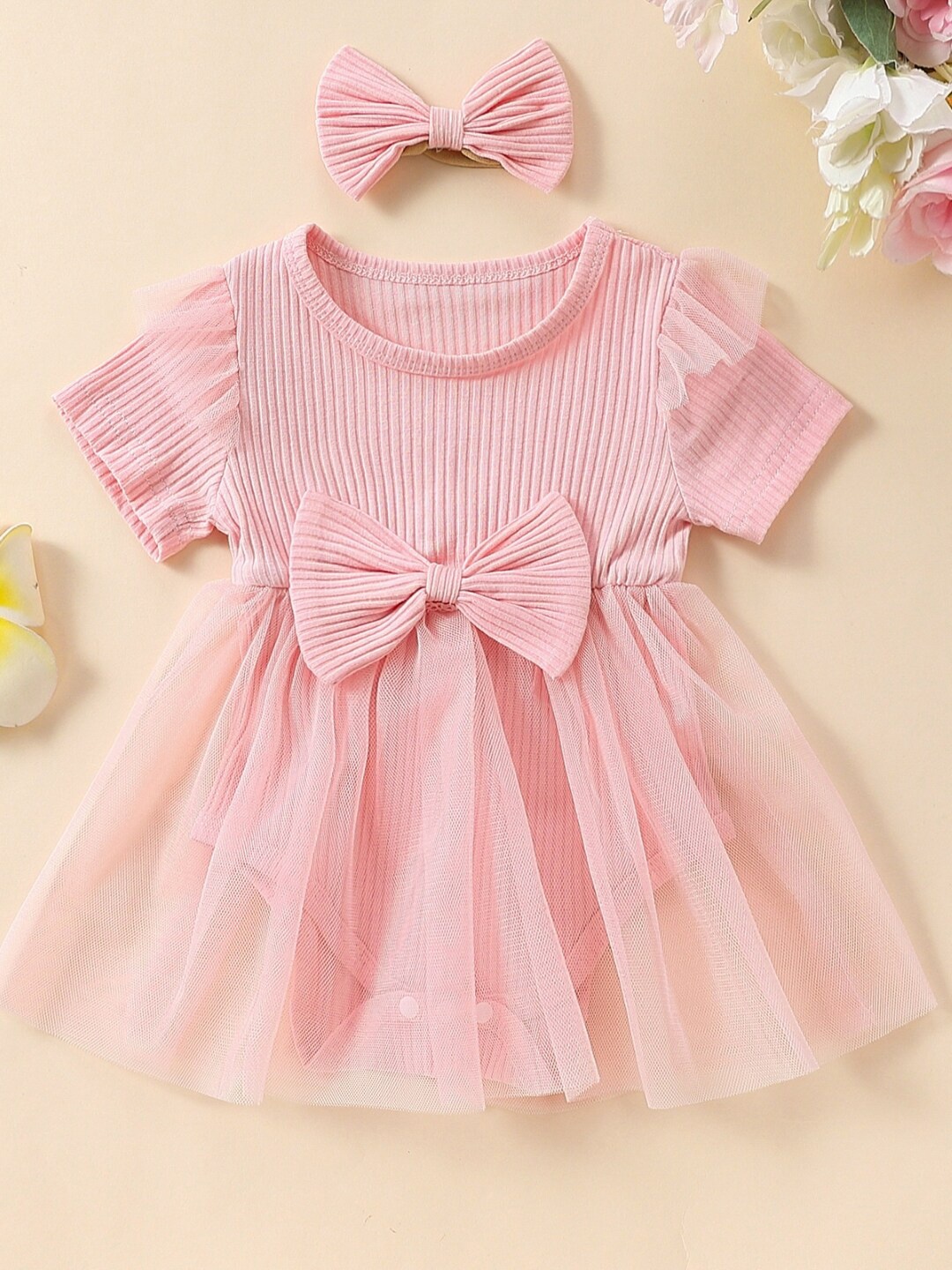 

StyleCast Infants Pink Self Design Fit & Flare Dress