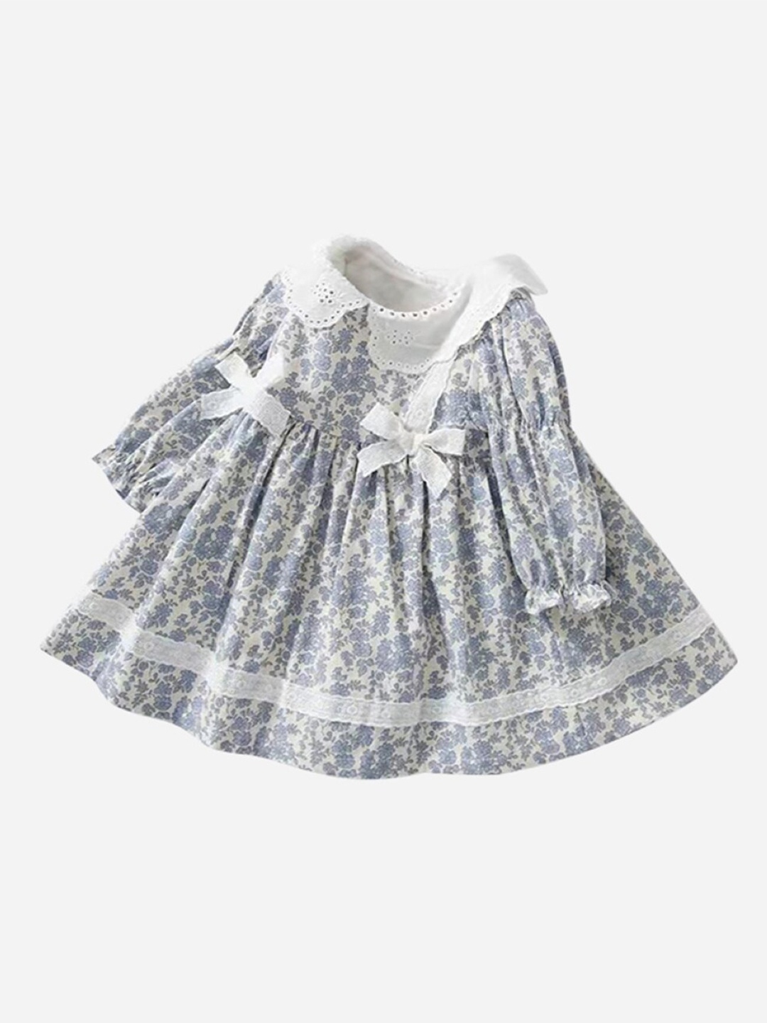 

StyleCast Girls Blue & White Floral Print Cotton A-Line Dress