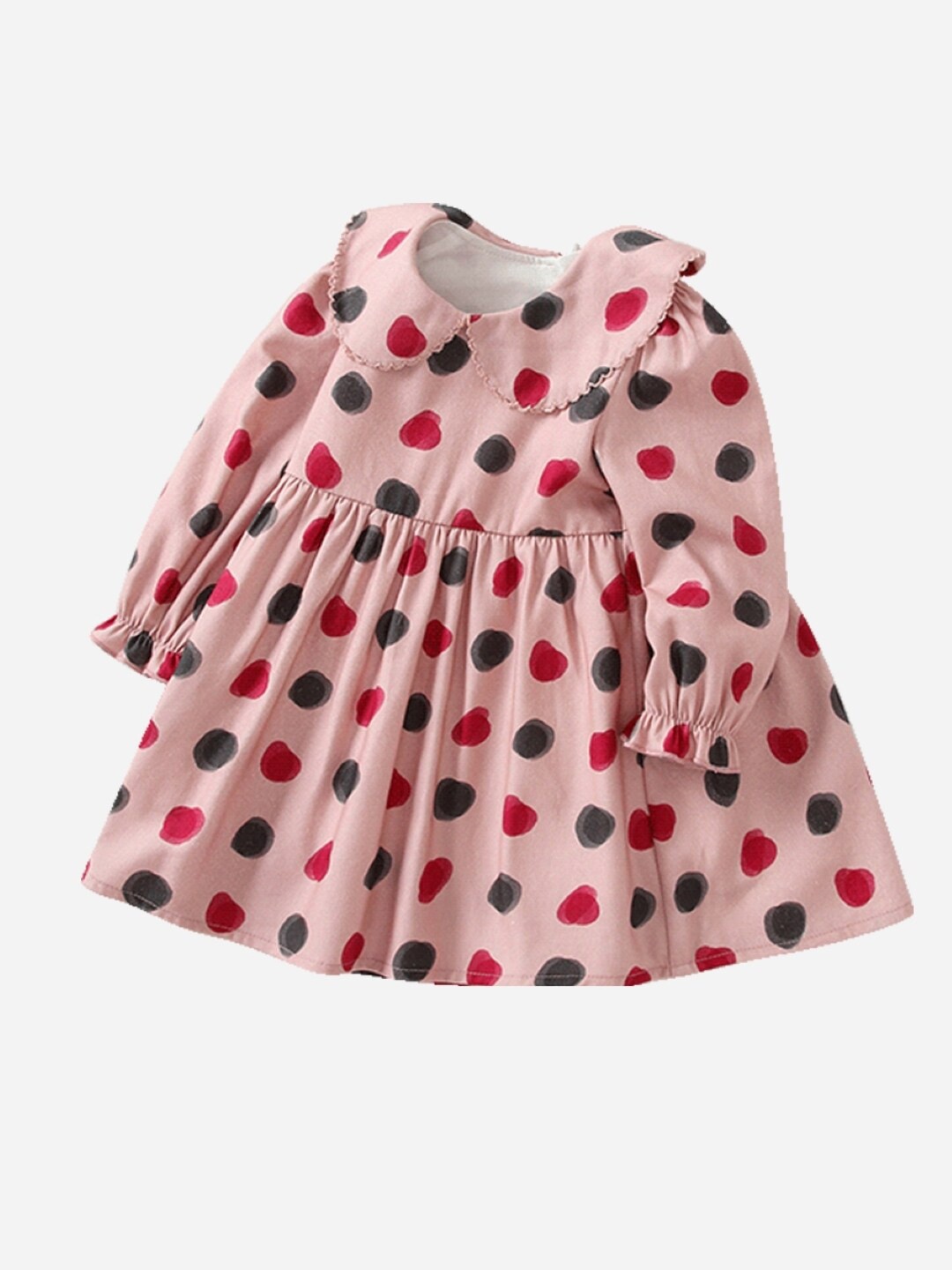 

StyleCast Pink Girls Polka Dots Printed Puff Sleeves Fit & Flare Dress