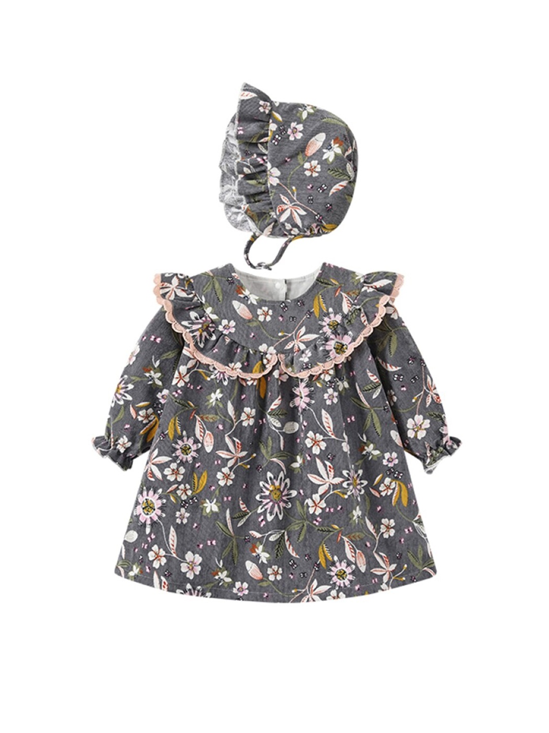 

StyleCast Infant Girls Grey Floral Printed Cotton Fit & Flare Dress