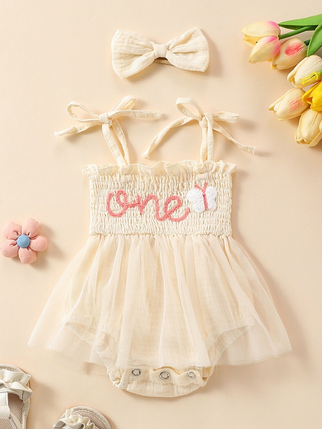 

StyleCast Girls Beige Cotton A-Line Dress