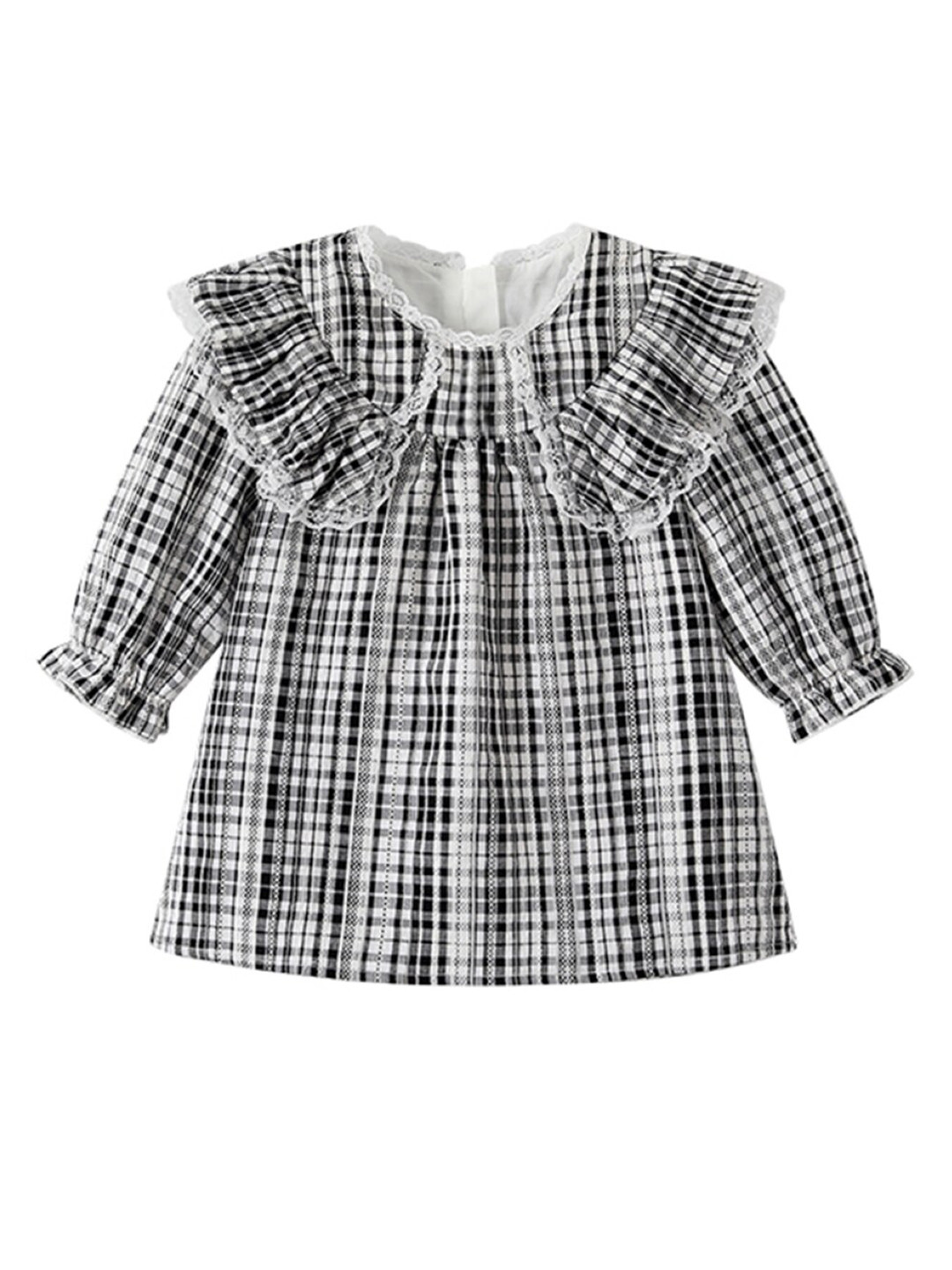 

StyleCast Black Girls Checked Cuffed Sleeves Fit & Flare Dress