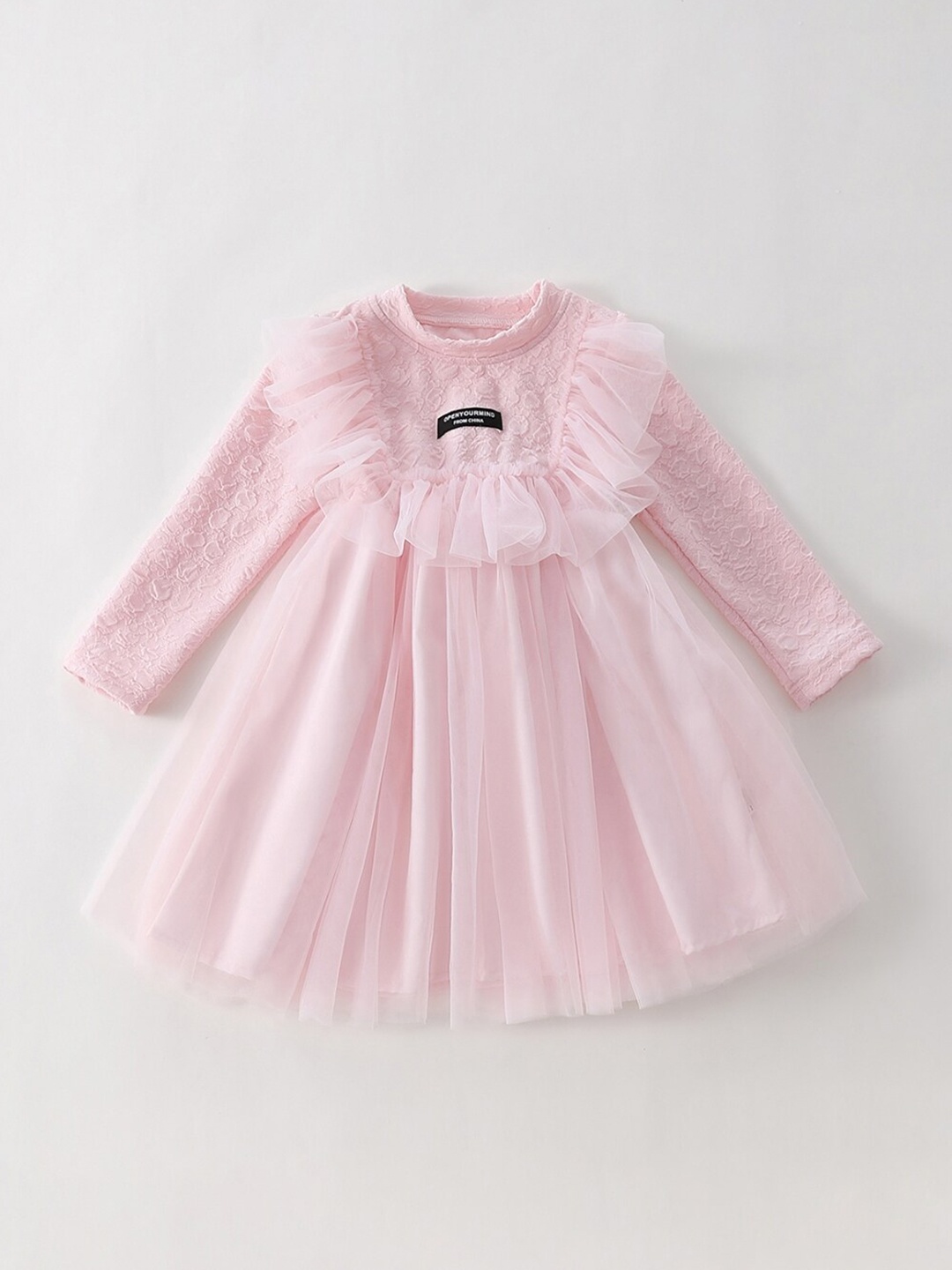 

StyleCast Round Neck Long Sleeves A-Line Dress, Pink