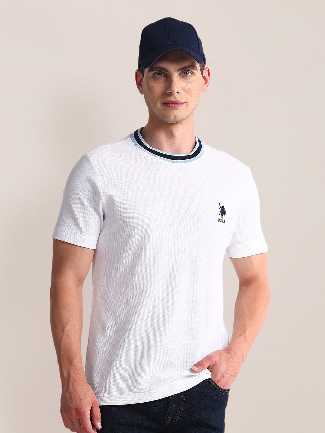 

U.S. Polo Assn. Round Neck Cotton Slim Fit T-shirt, White