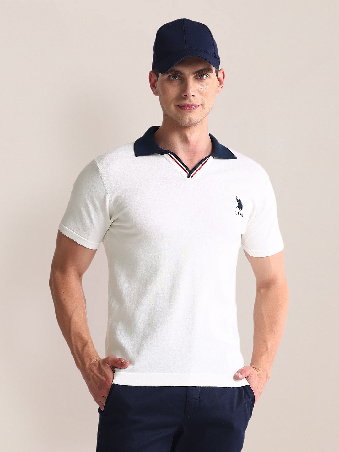 

U.S. Polo Assn. Polo Collar Cotton Slim Fit T-shirt, White