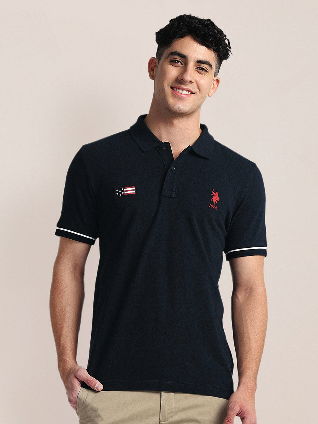 

U.S. Polo Assn. Polo Collar Short Sleeves Cotton Slim Fit T-shirt, Blue