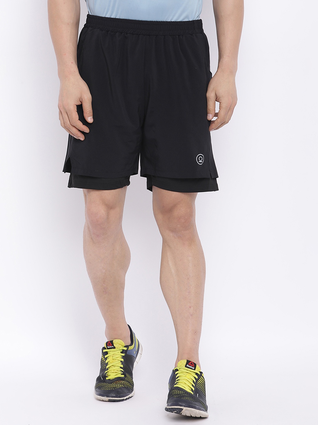 

CHKOKKO Men Double Layered Training Regular Fit Sports Shorts, Black