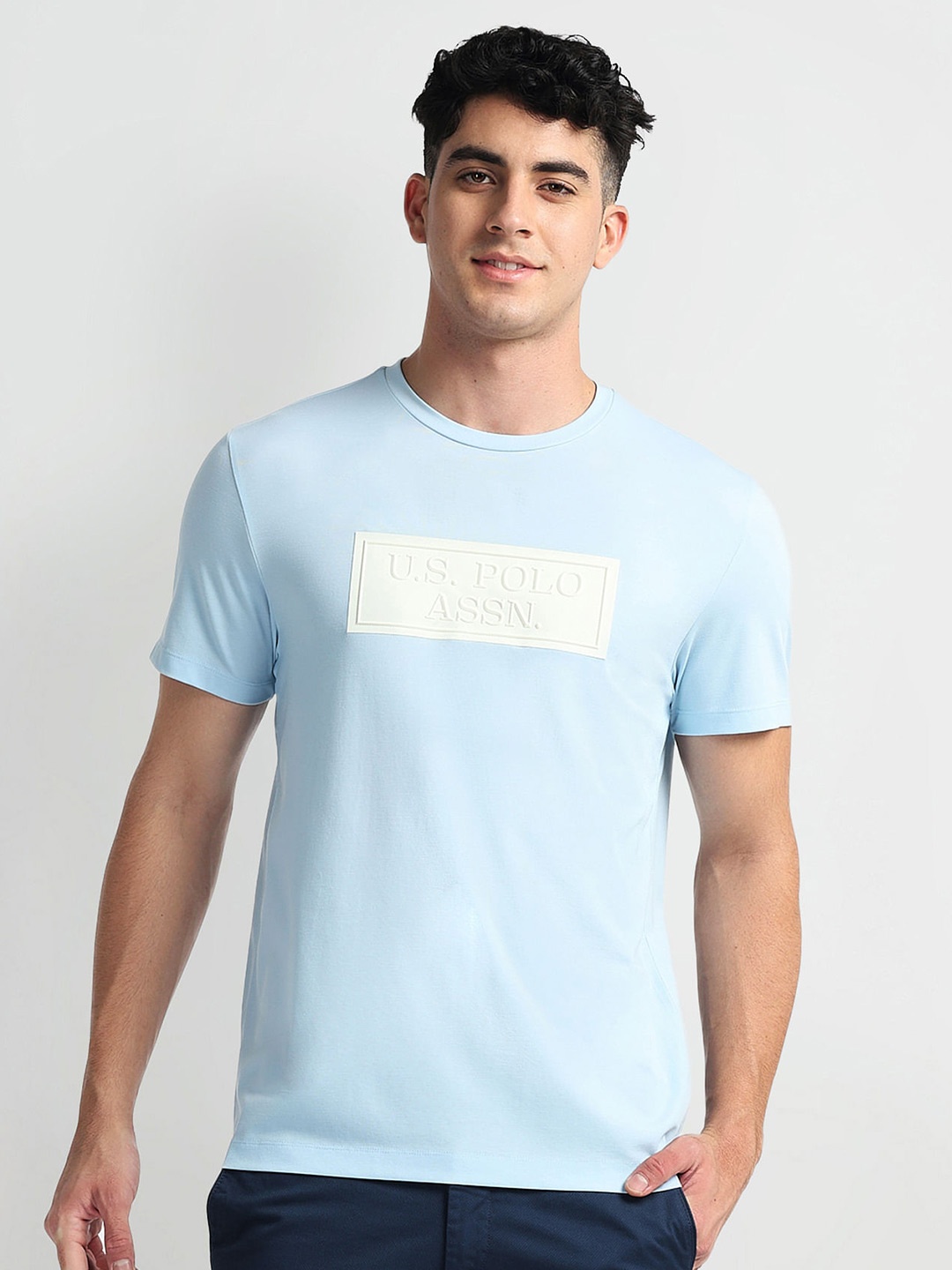 

U.S. Polo Assn. Denim Co. Round Neck Printed Cotton Slim Fit T-shirt, Blue