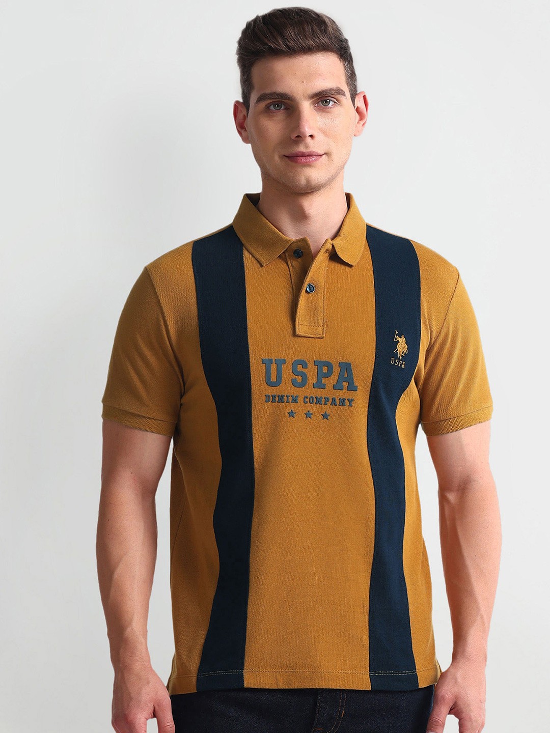 

U.S. Polo Assn. Denim Co. Polo Collar Short Sleeves Cotton Slim Fit T-shirt, Yellow