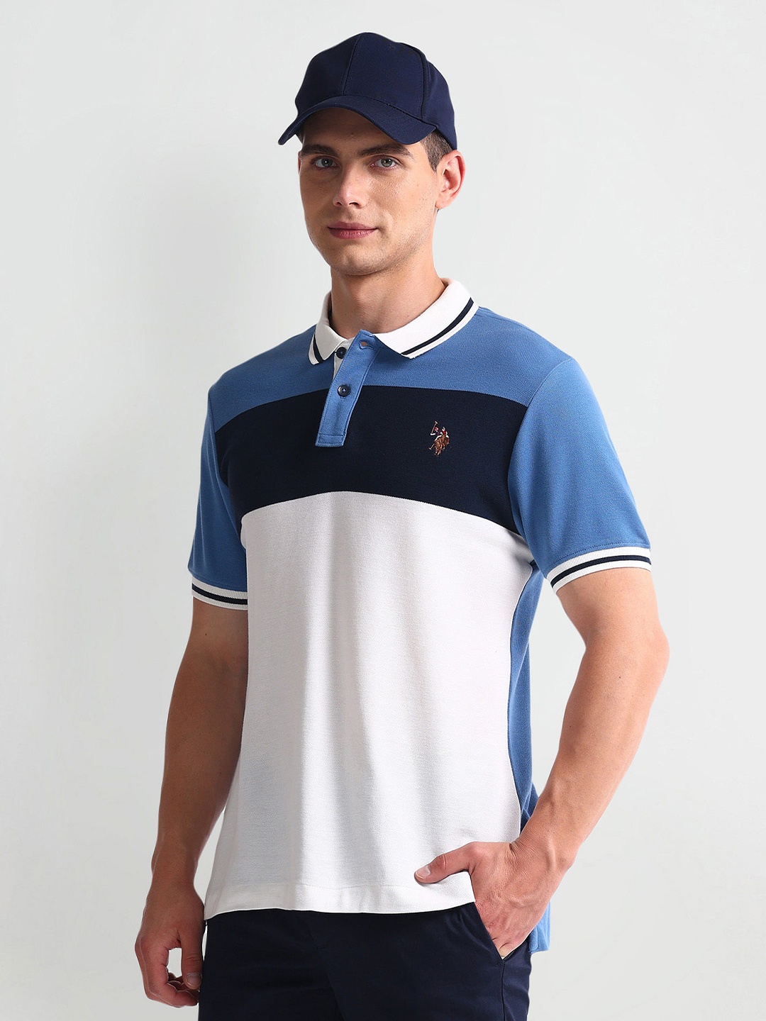 

U.S. Polo Assn. Denim Co. Polo Collar Short Sleeves Cotton Slim Fit T-shirt, Blue