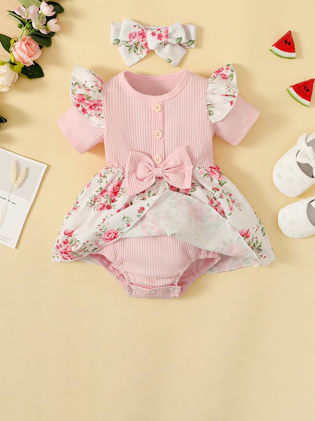 

StyleCast x Revolte Infants Girls Printed Bodysuit, Pink