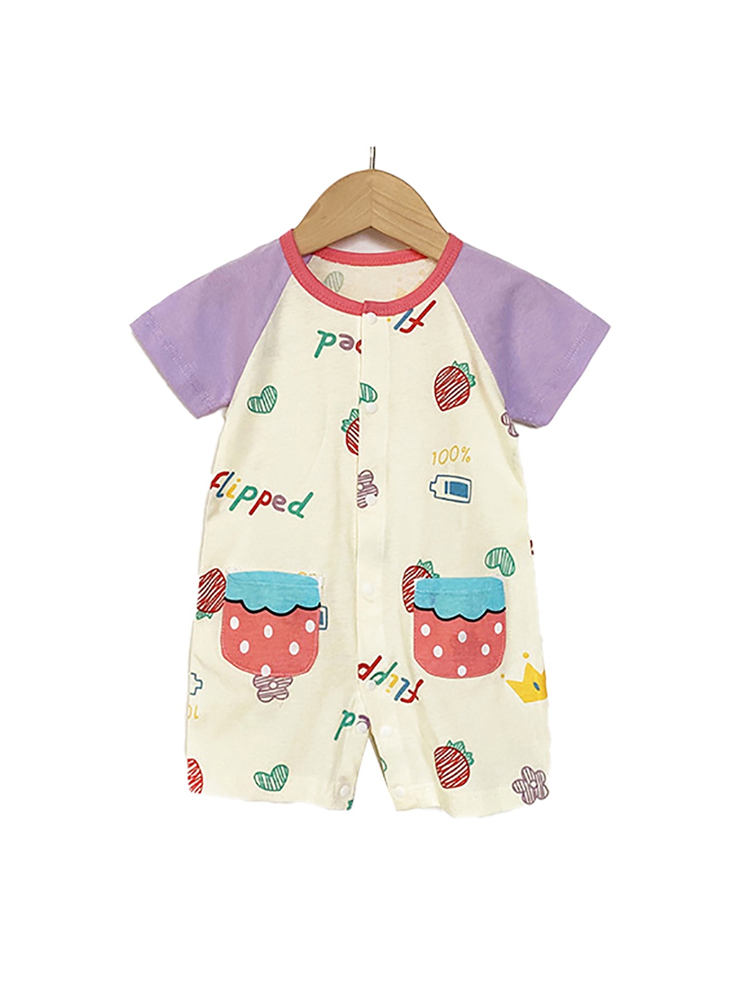 

StyleCast x Revolte Infant Girls Conversational Printed Cotton Romper, White