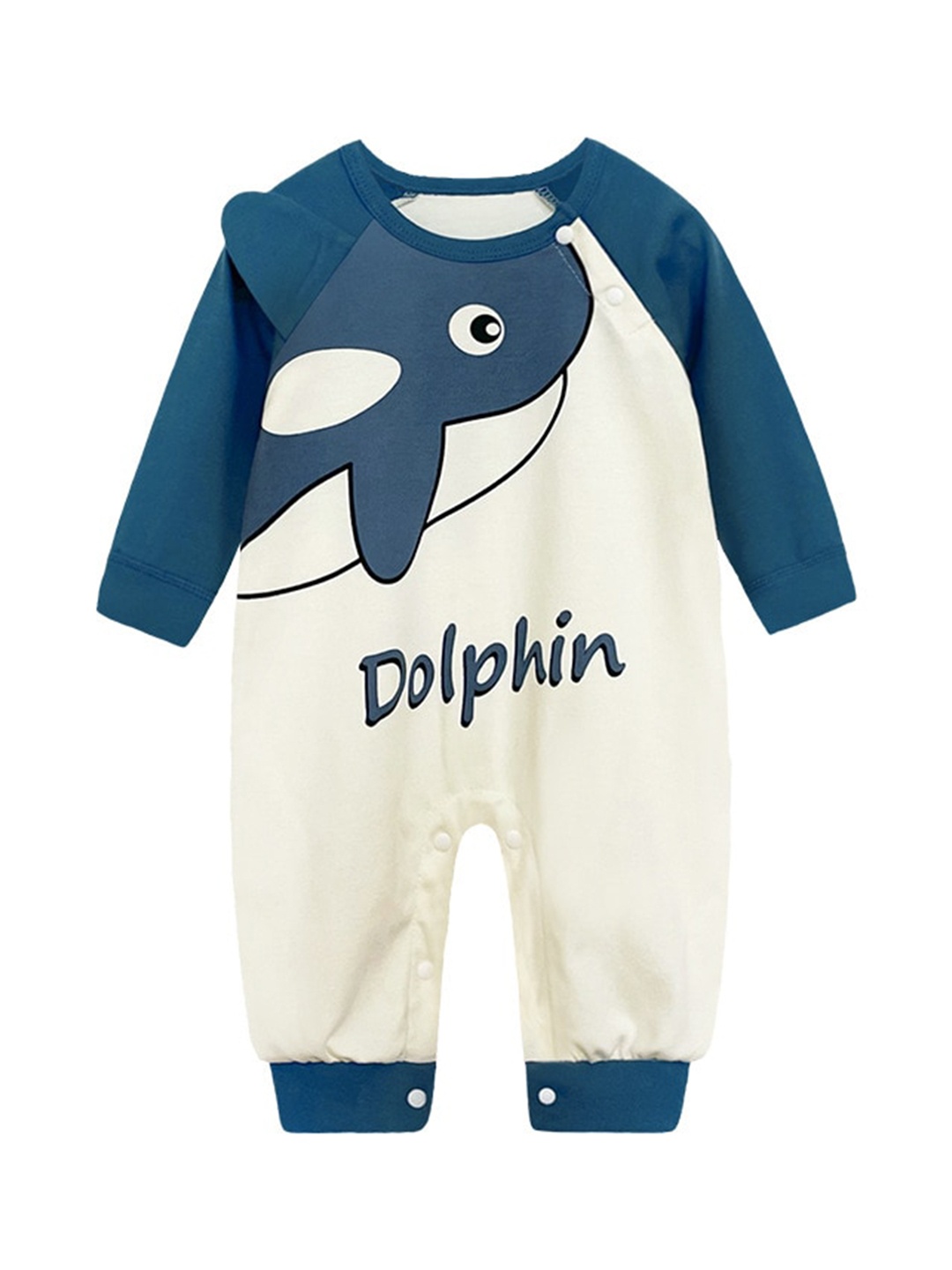 

StyleCast x Revolte Infant Boys Dolphin Printed Cotton Romper, Off white