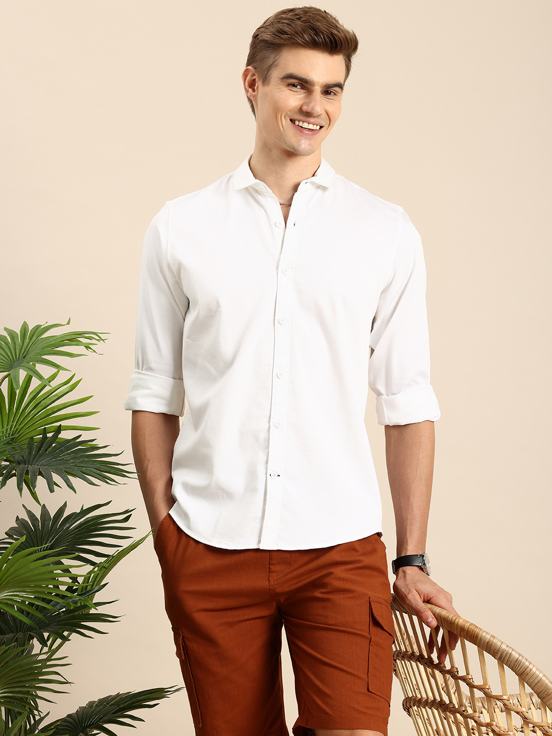

Mast & Harbour Men Solid Casual Shirt, White