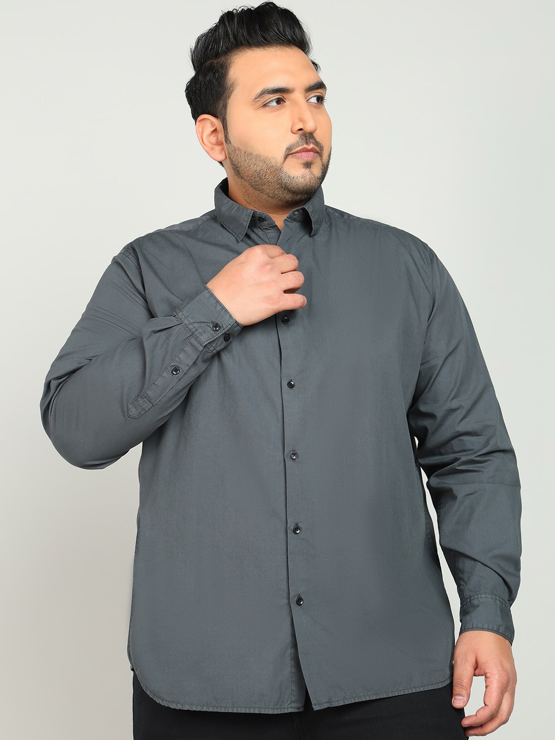 

IVOC Plus Men Solid Pure Cotton Casual shirt, Grey