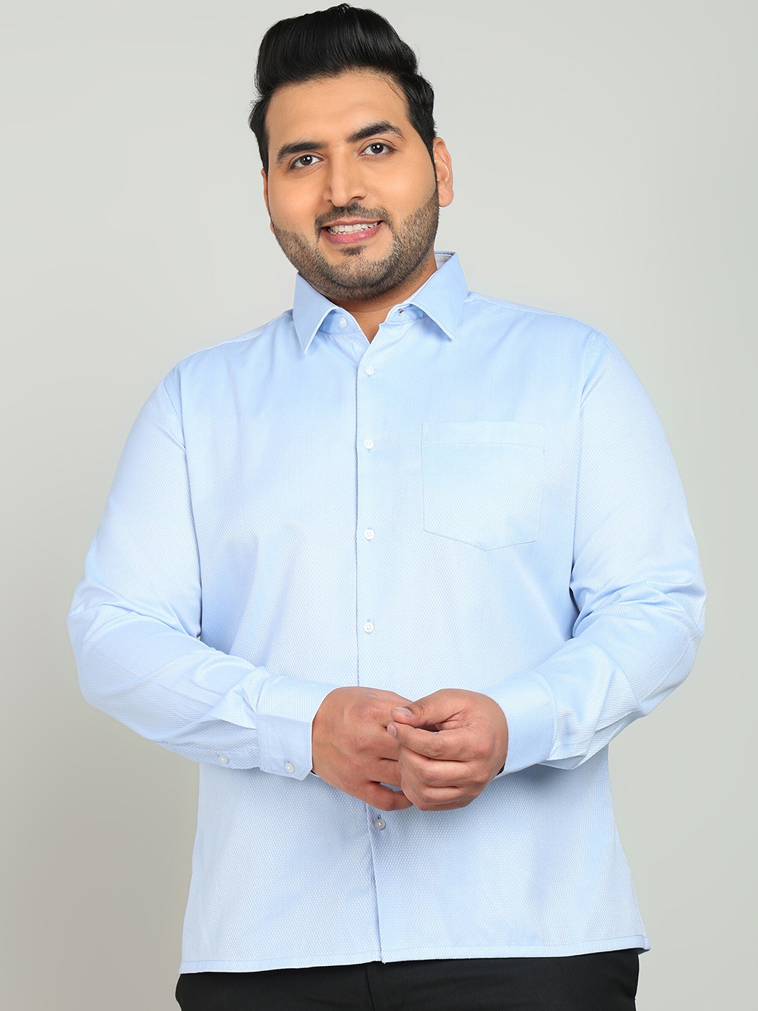 

IVOC Plus Solid Spread Collar Formal Shirt, Blue