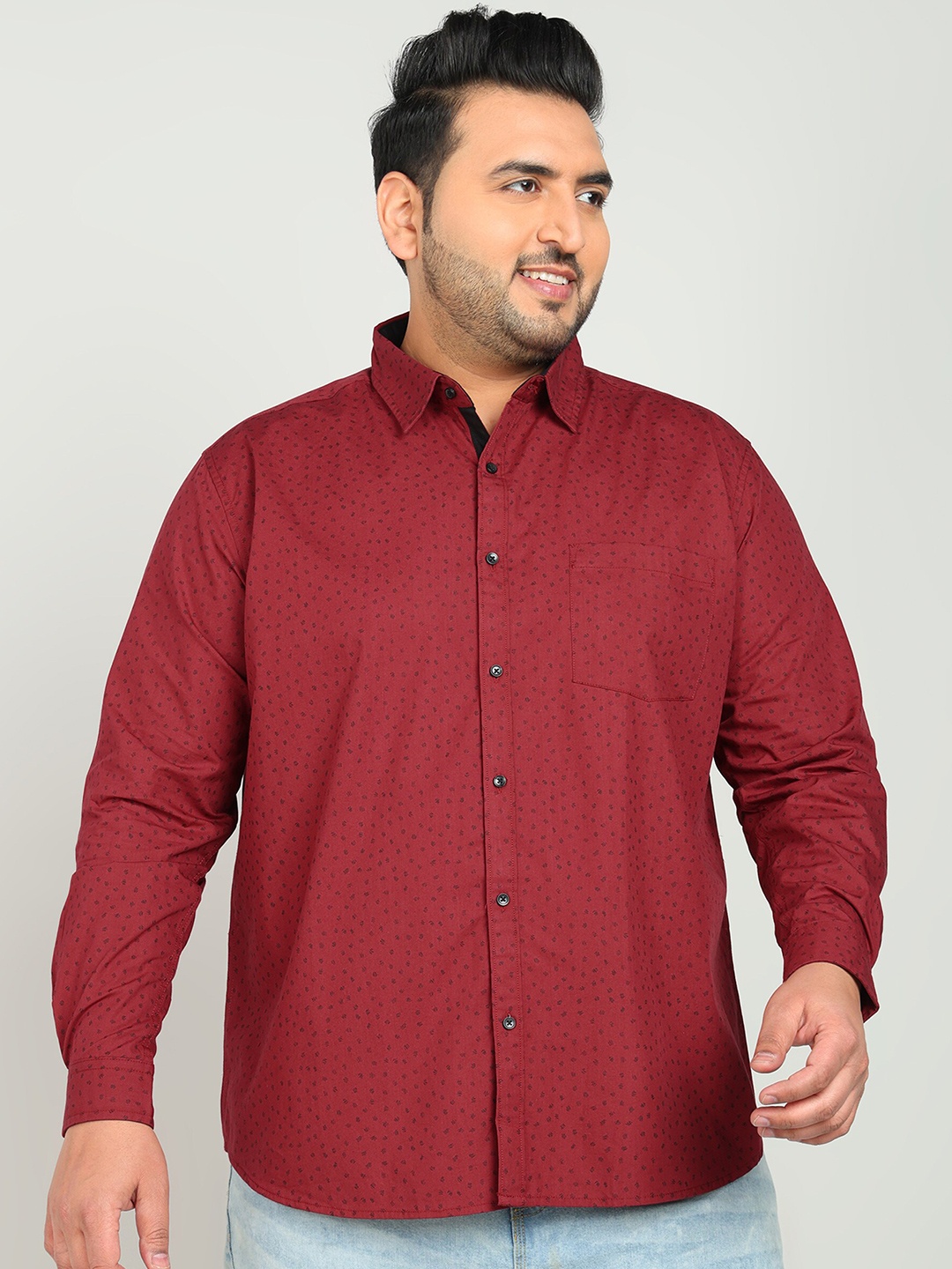 

IVOC Plus Micro Ditsy Printed Pure Cotton Casual Shirt, Red