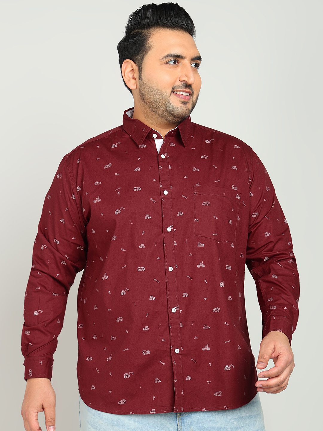 

IVOC Plus Printed Pure Cotton Casual Shirt, Maroon