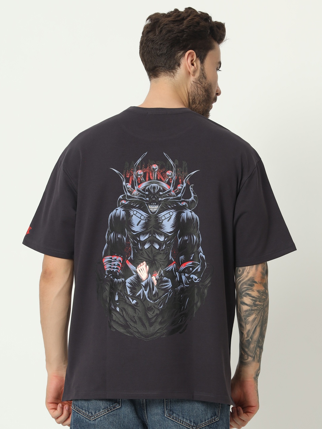 

COMICSENSE Divine General Printed Bio Finish Cotton Oversized Jujutsu Kaisen Anime T-shirt, Black