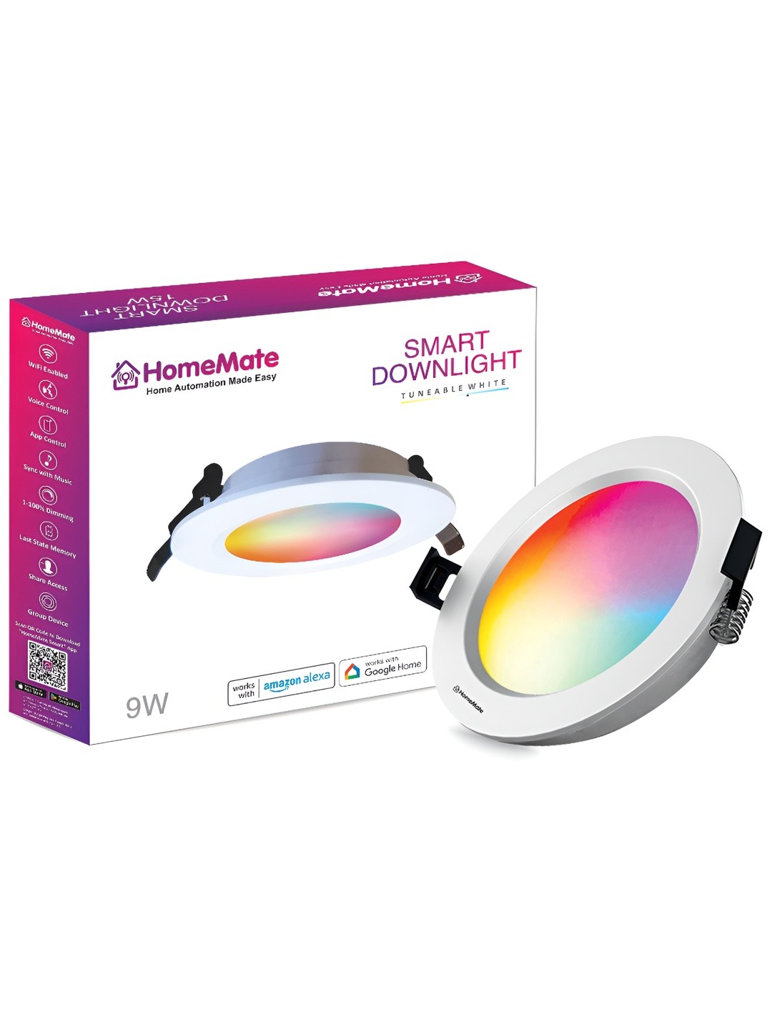 

HomeMate WiFi Smart LED Downlight - 9 Watt, Multi