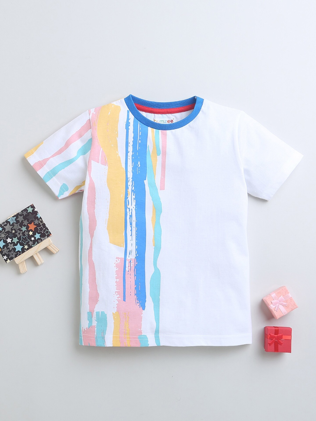 

BUMZEE Boys Printed Cotton T-shirt, White