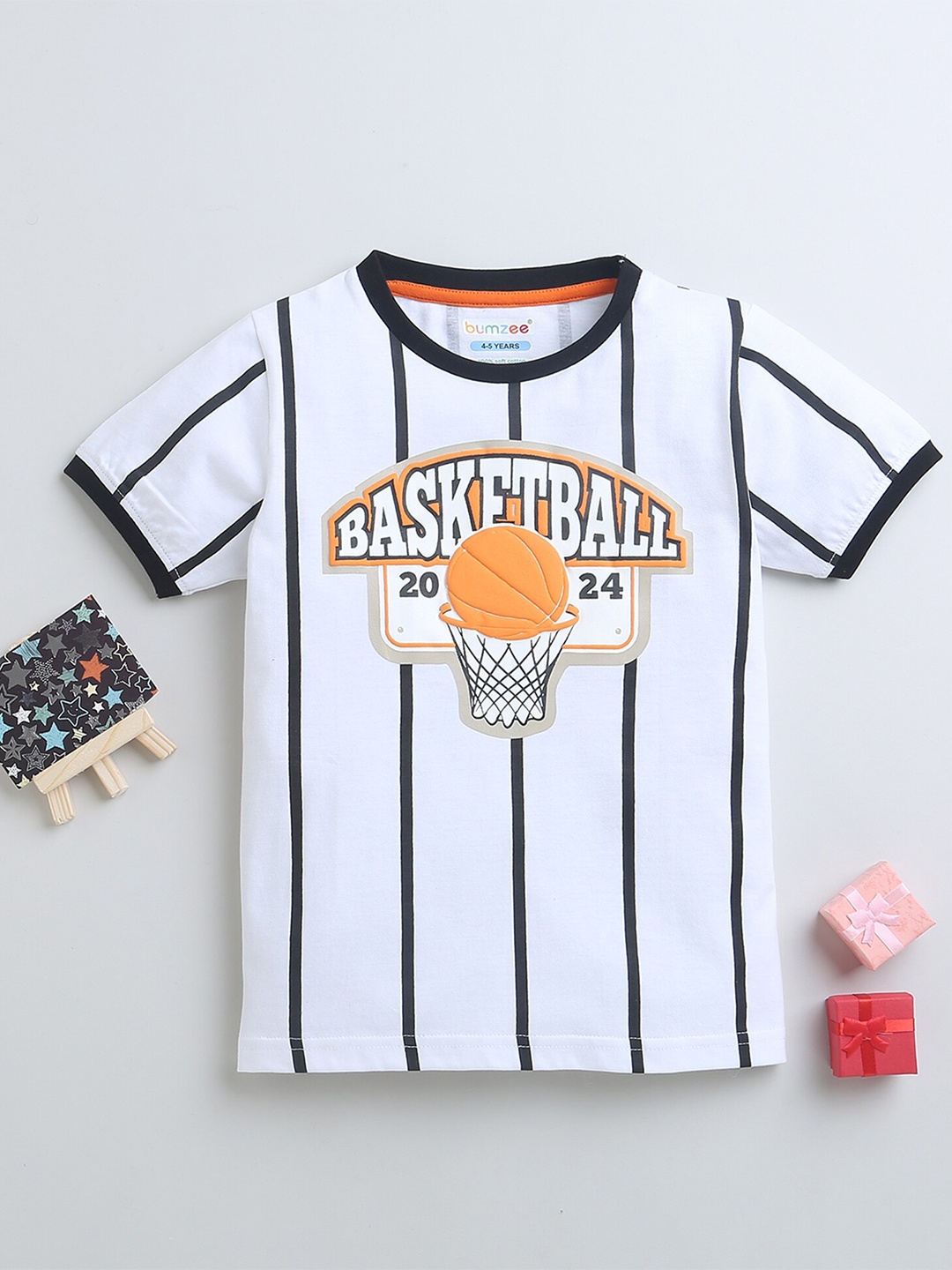

BUMZEE Boys Typography Printed T-shirt, White