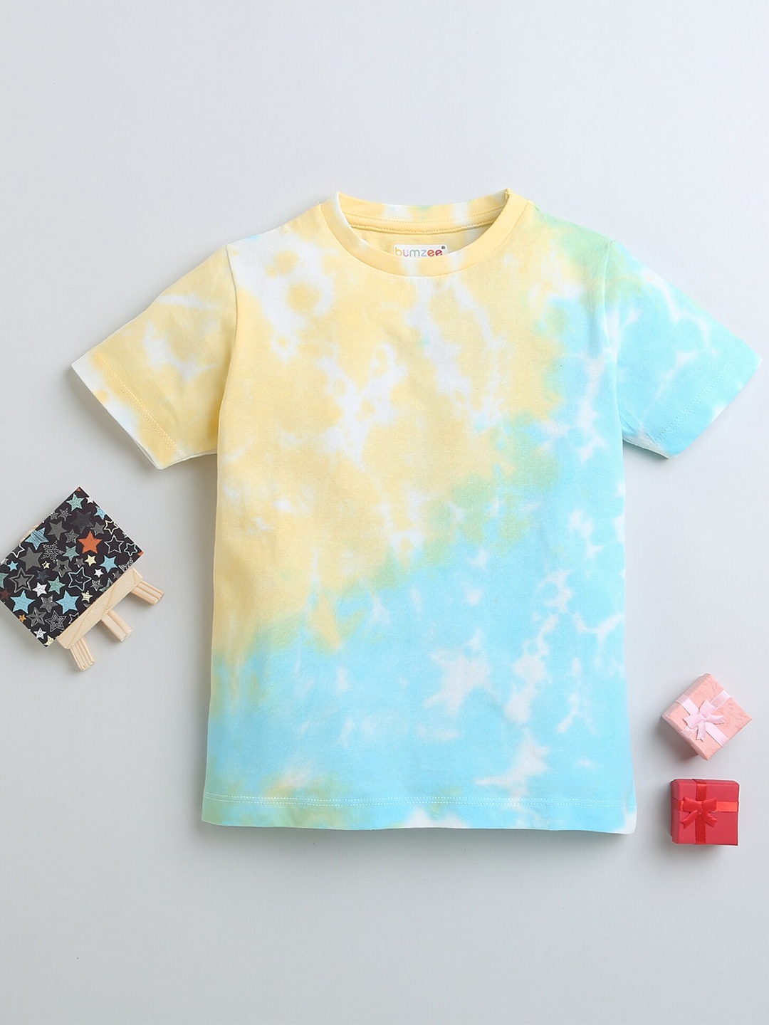 

BUMZEE Boys Tie and Dye Dyed T-shirt, Yellow