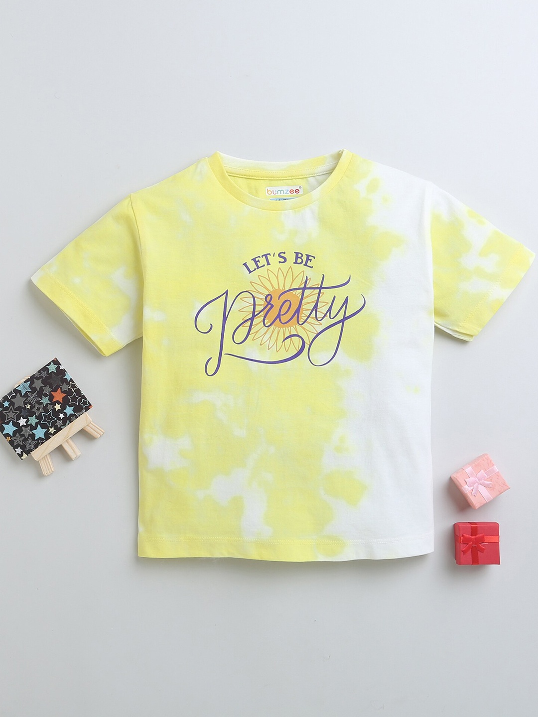 

BUMZEE Girls Typography Printed Oversized Cotton T-shirt, Yellow