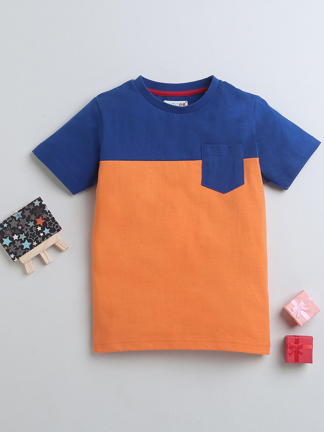 

BUMZEE Boys Colourblocked T-shirt, Orange