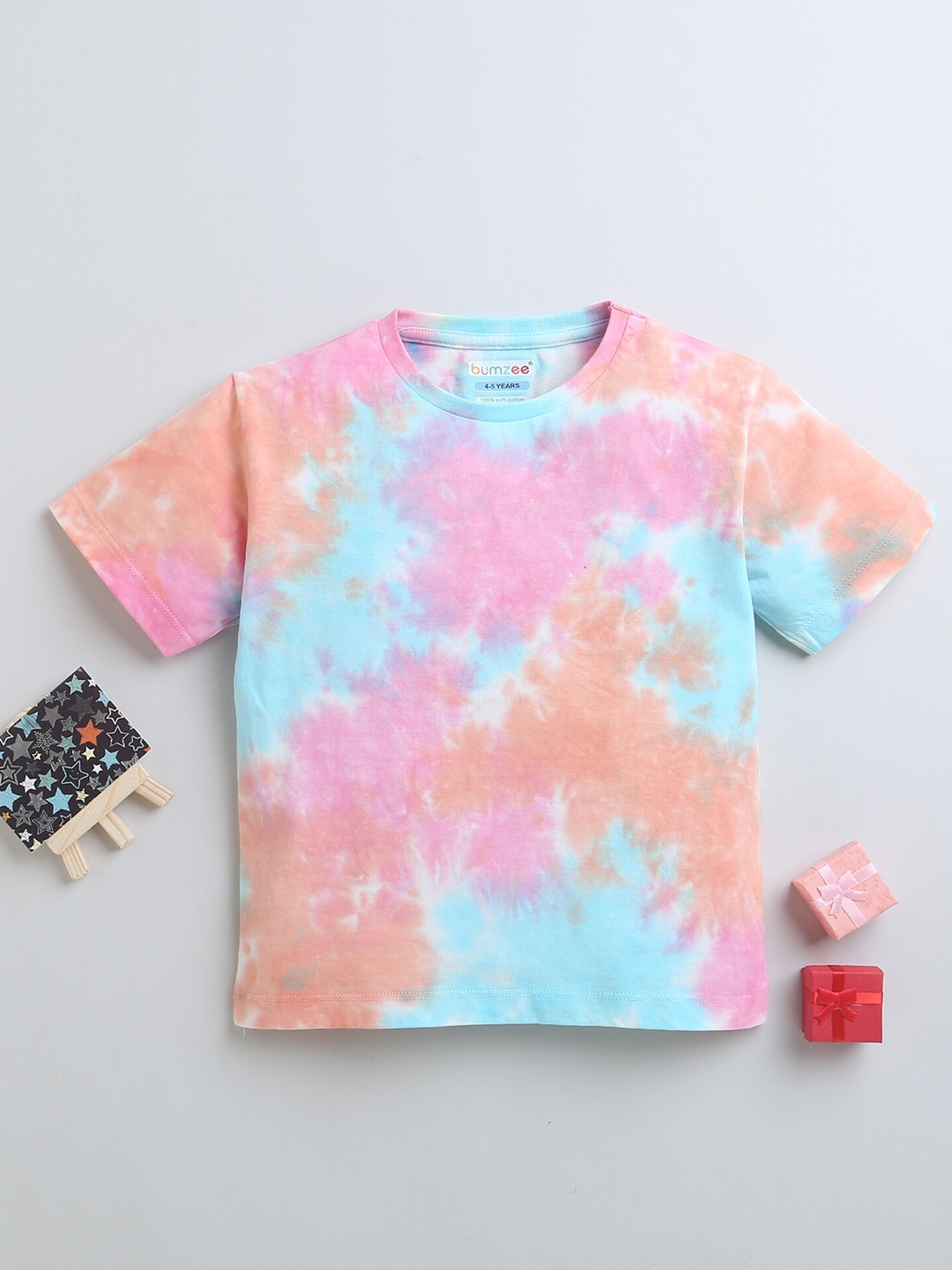 

BUMZEE Girls Tie and Dye Dyed Oversized T-shirt, Pink