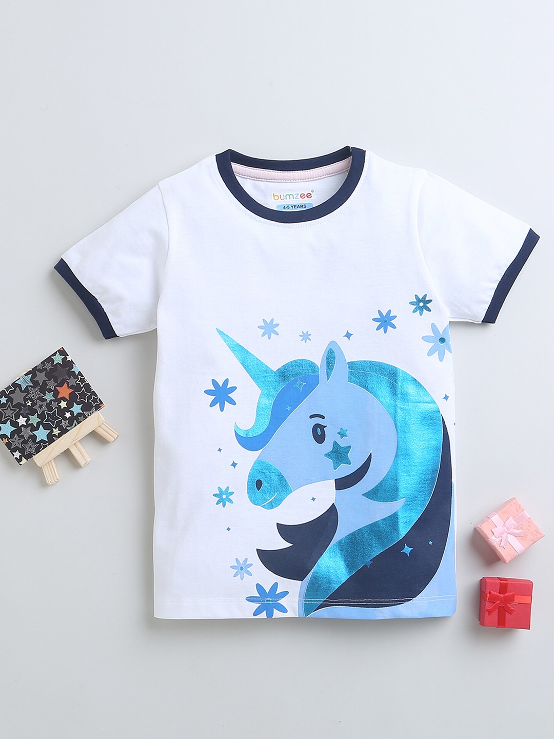 

BUMZEE Girls Graphic Printed Cotton T-shirt, White