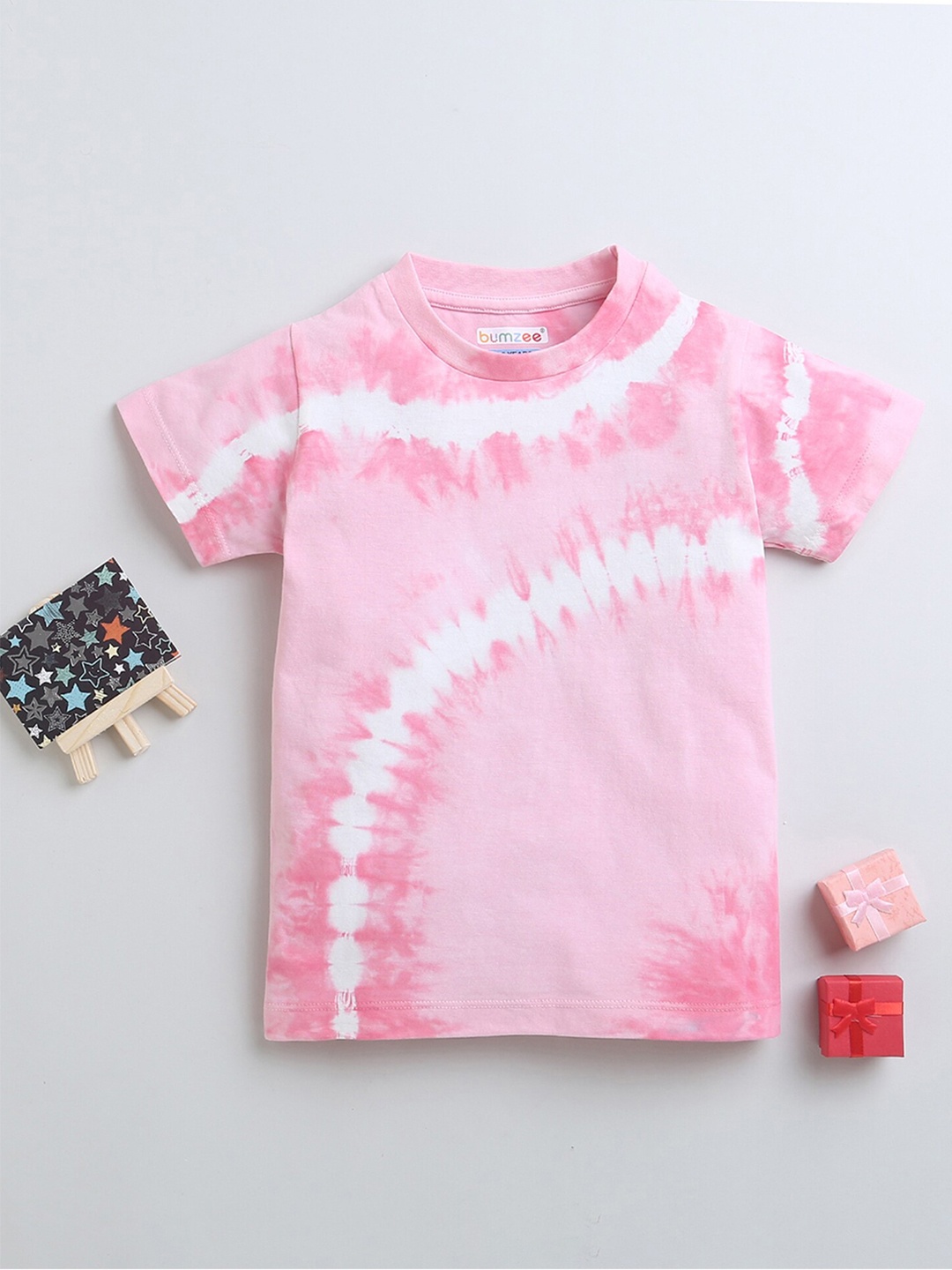 

BUMZEE Girls Tie and Dye Dyed Cotton T-shirt, Pink