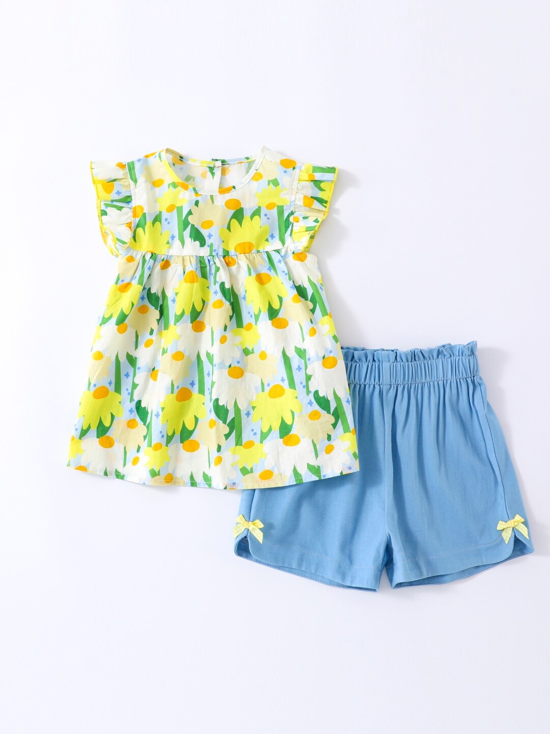 

StyleCast Yellow Girls Printed Pure Cotton Top With Shorts