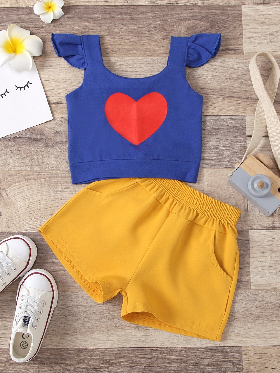 

StyleCast Yellow & Blue Girls Printed Top With Shorts