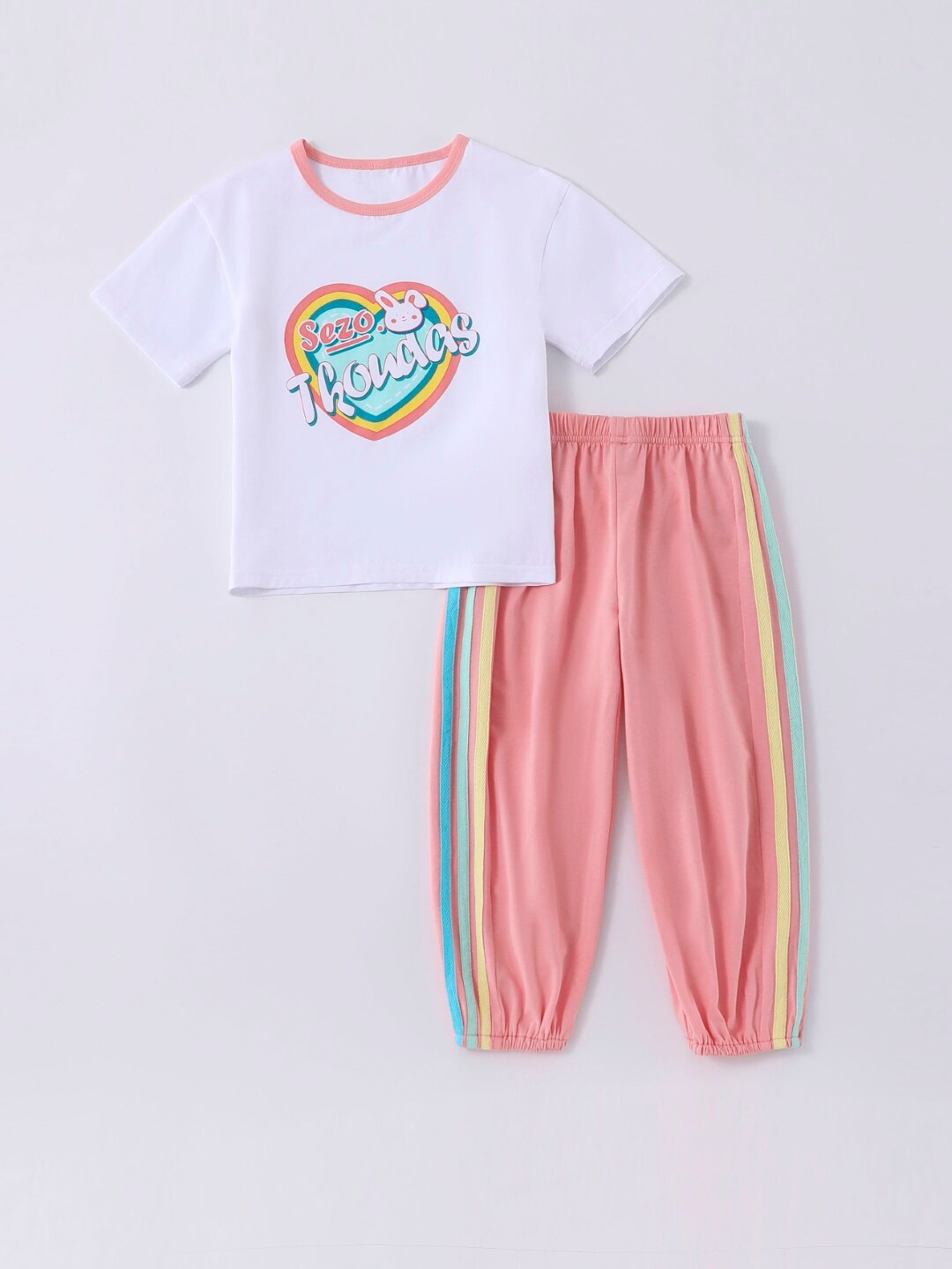 

StyleCast Pink Girls Printed T-shirt With Trousers