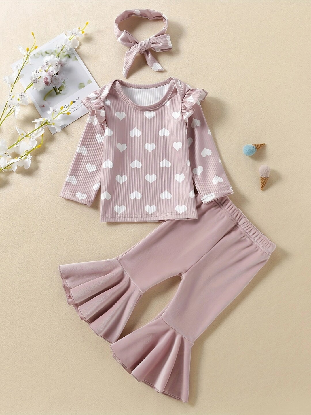 

StyleCast Girls Printed Top with Palazzos, Mauve