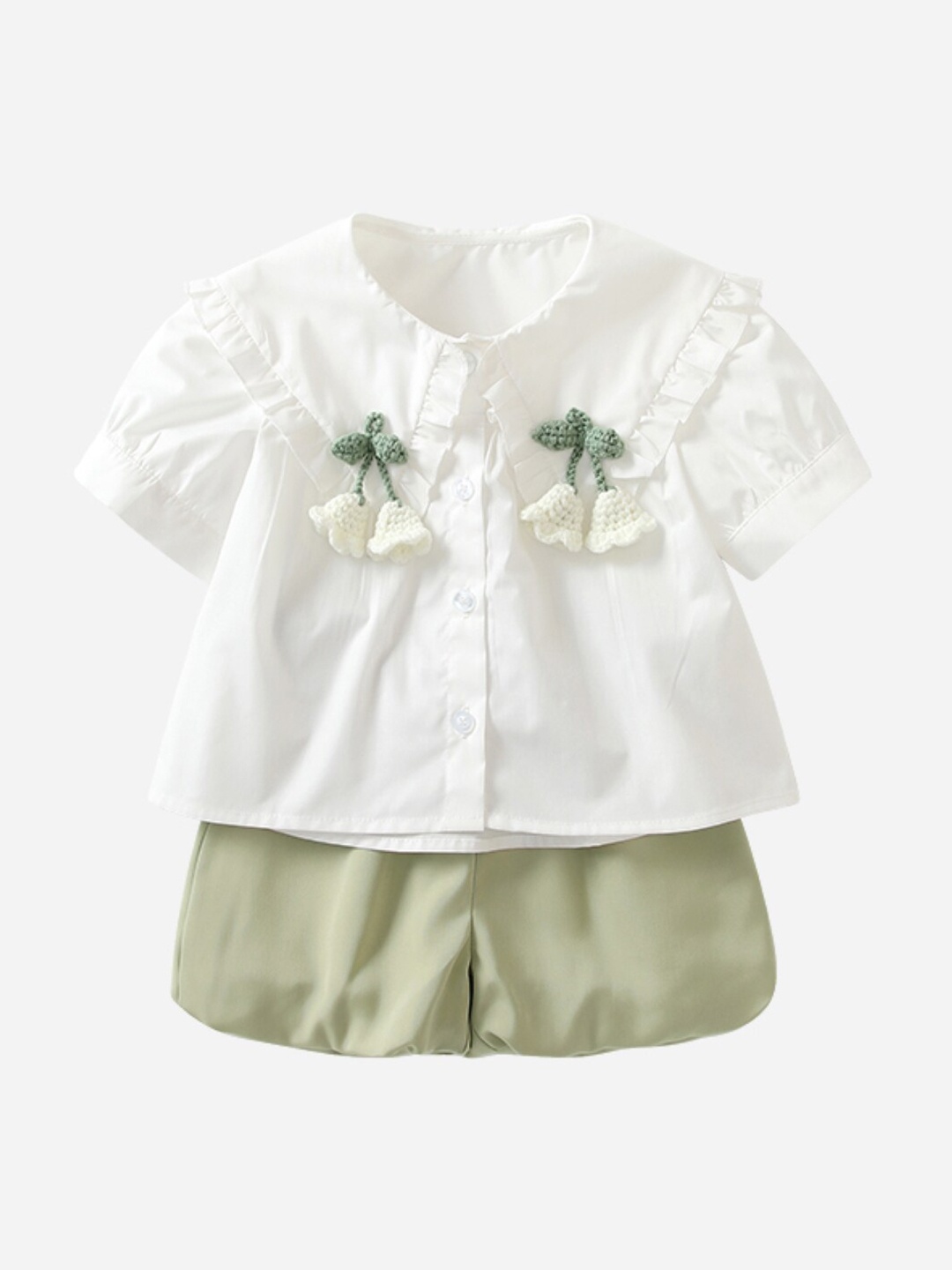 

StyleCast Girls Round Neck Short Sleeves Top with Shorts, Green