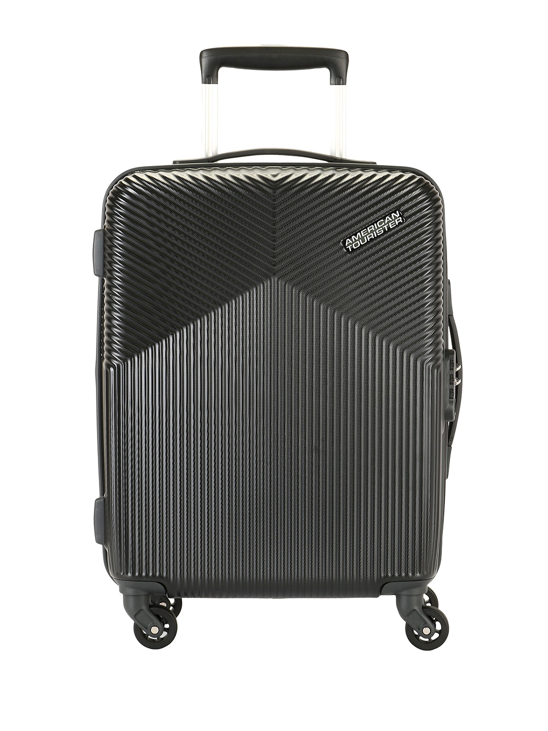 

AMERICAN TOURISTER GEORGIA Self-Striped Hard Sided Cabin Trolley Suitcase, Black