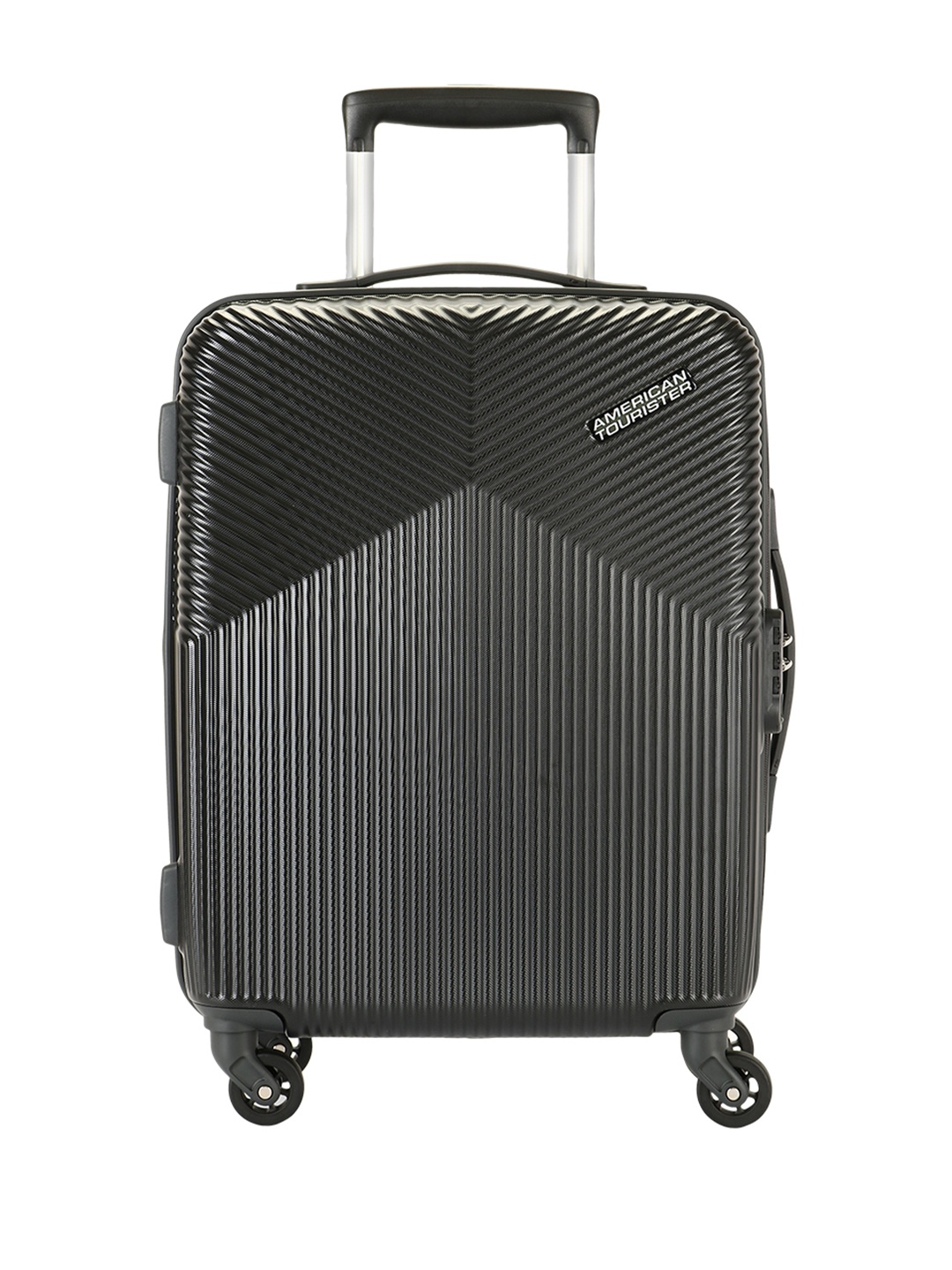 

AMERICAN TOURISTER GEORGIA Self-Striped Hard Sided Large Trolley Suitcase, Black