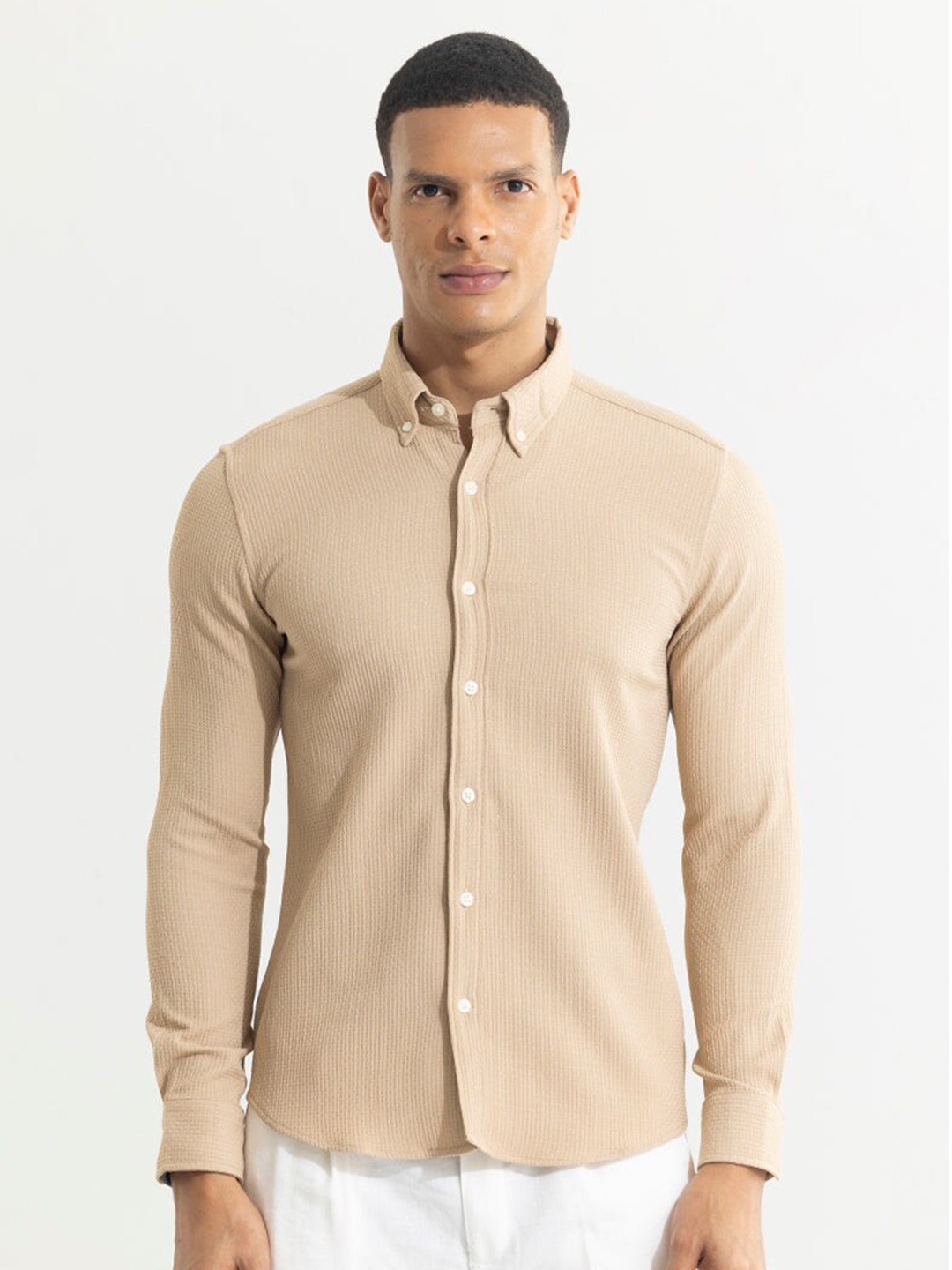 

Snitch Beige Classic Slim Fit Opaque Casual Shirt