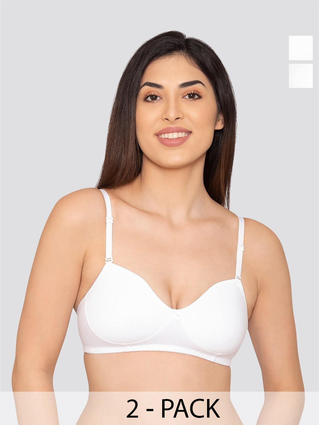 

K LINGERIE Pack of 2 Roxy Multiway Straps Demi Cup Balconette Bra, White