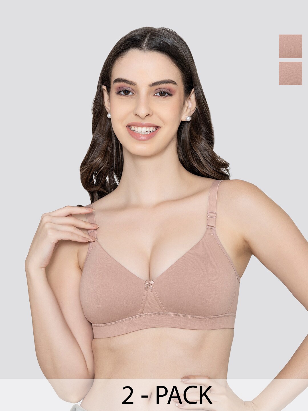 

K LINGERIE Pack of 2 Tessa Full Support Seamless Padded Cups Designer Bra, Beige