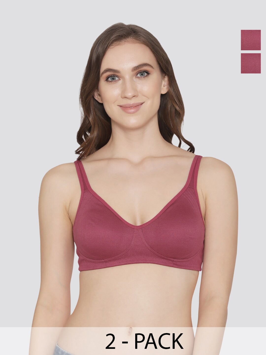 

K LINGERIE Pack of 2 Winny Full Coverage Double Layered Cups Everyday Bra, Red